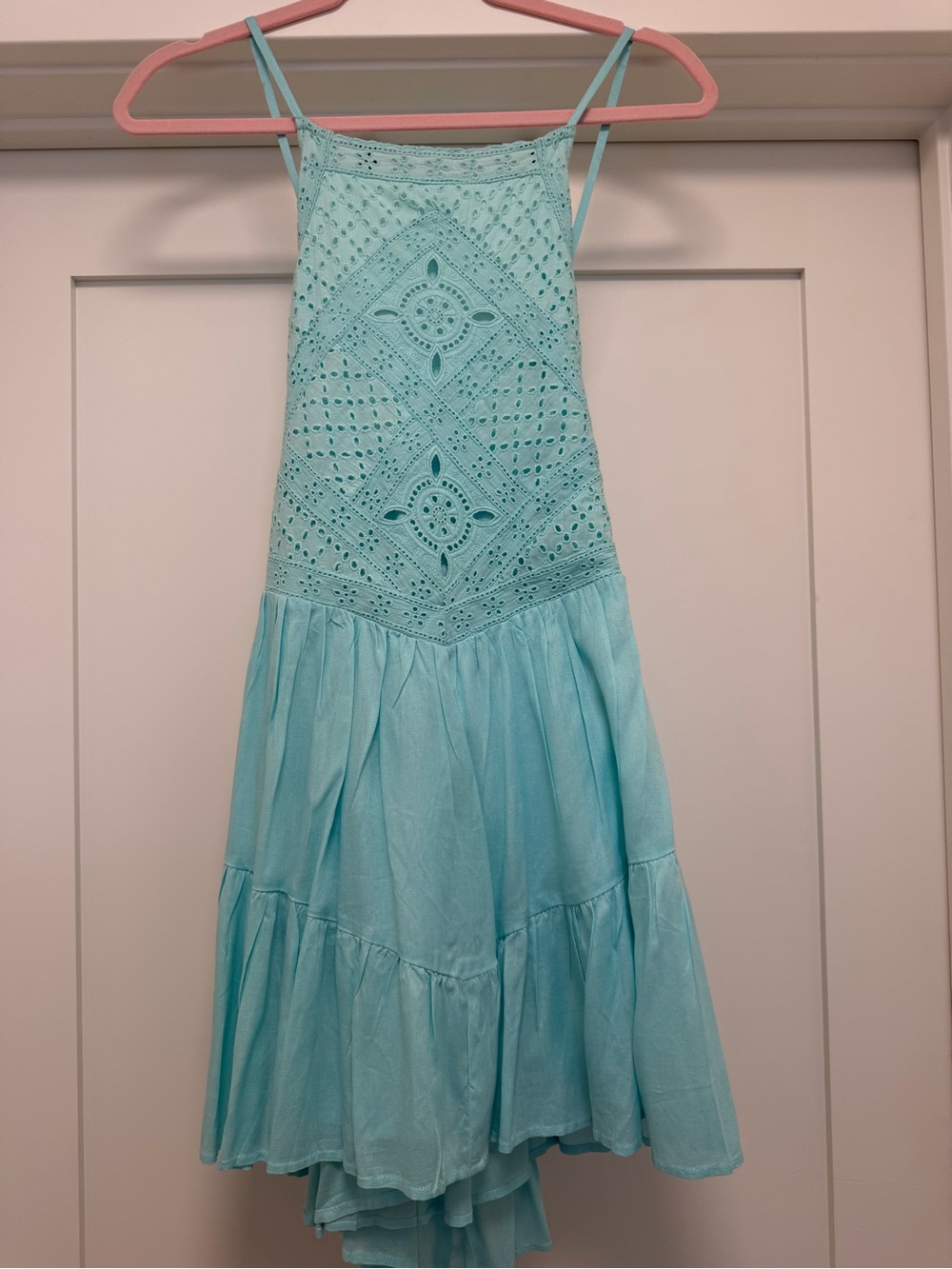 Lulu's Mint Eyelet Crochet Dress
